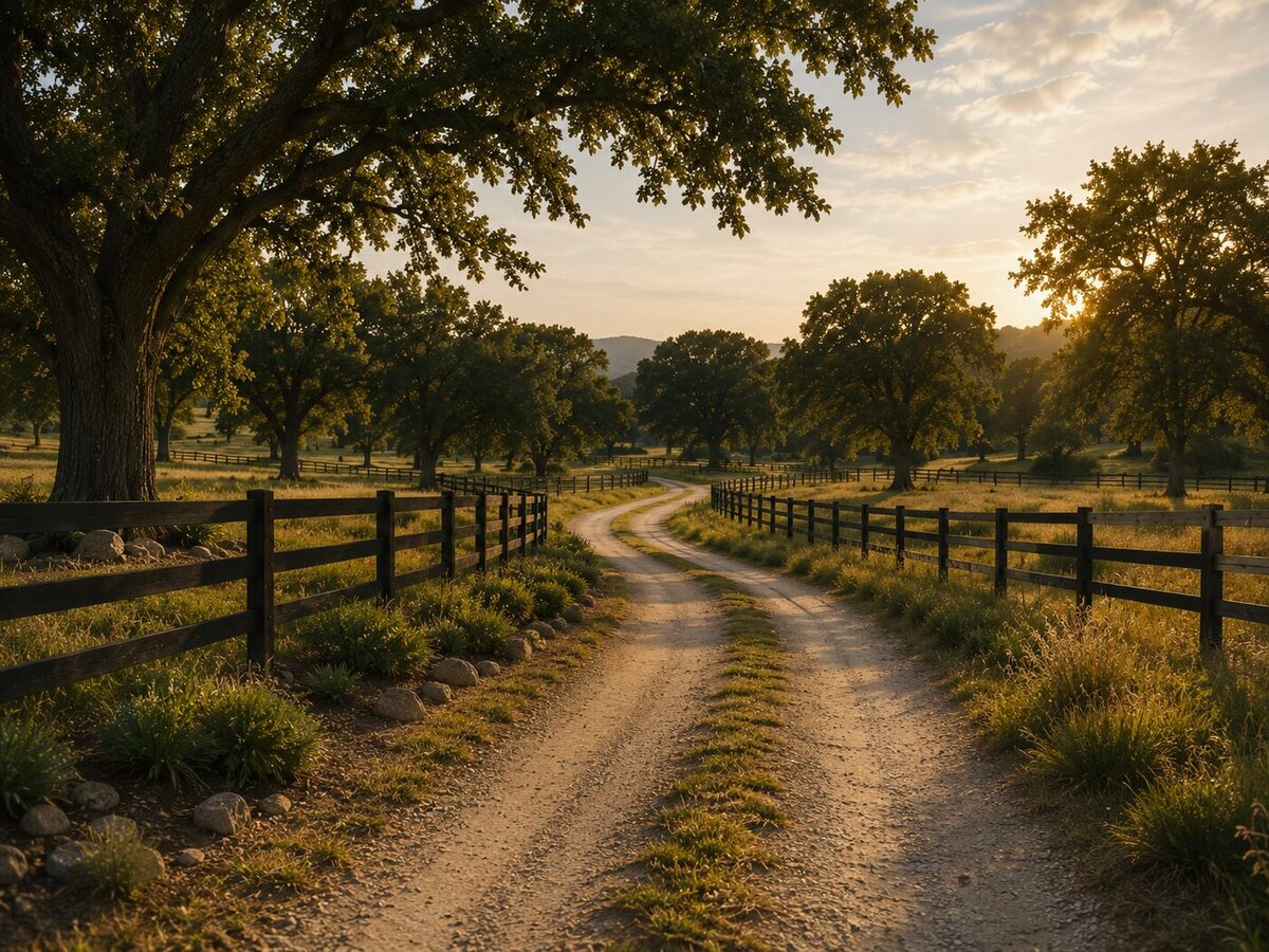 Open Texas ranch land at golden hour