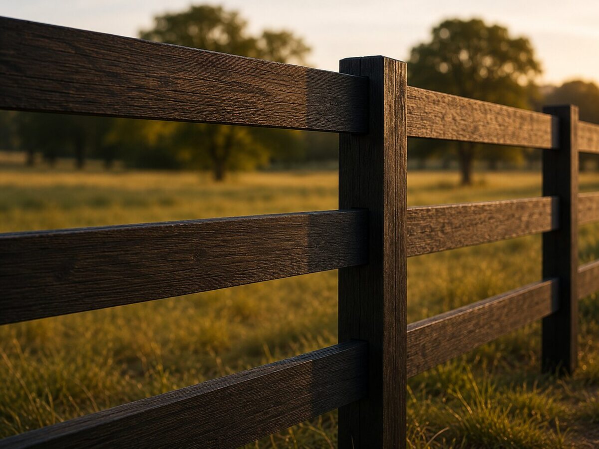 A fence line running across Texas ranch land