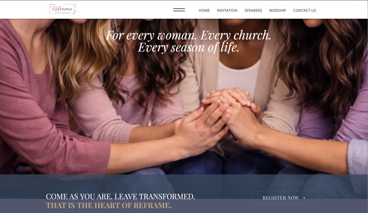 Homepage of Reframe Conference, built by Results Ranch